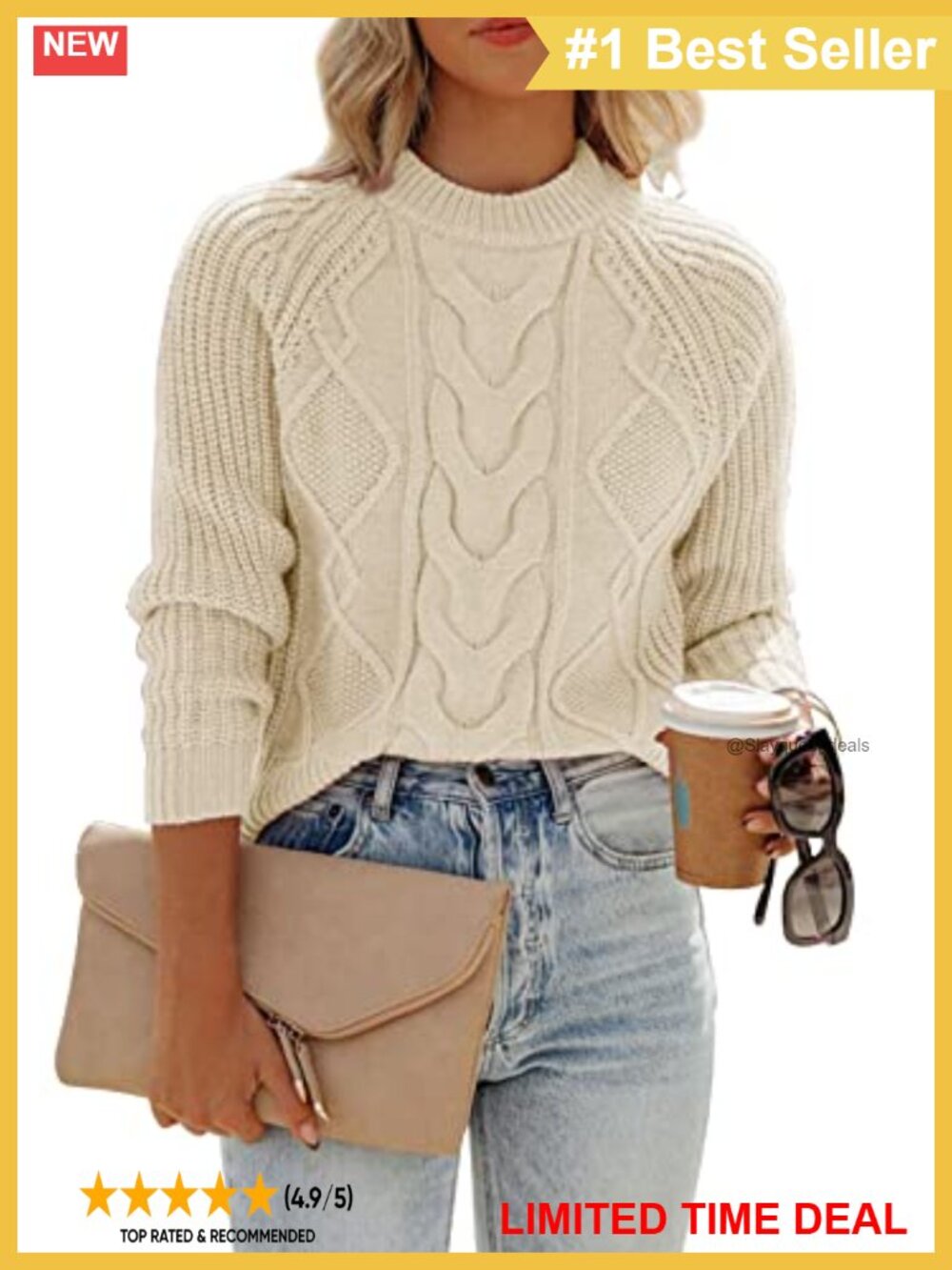 Ribbed Knit Crew Neck Pullover Sweater Long Sleeve Casual